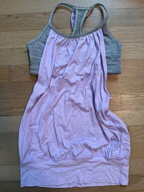 lululemon athletica Light Lavender Tank with Heather Gray Shelf Bra